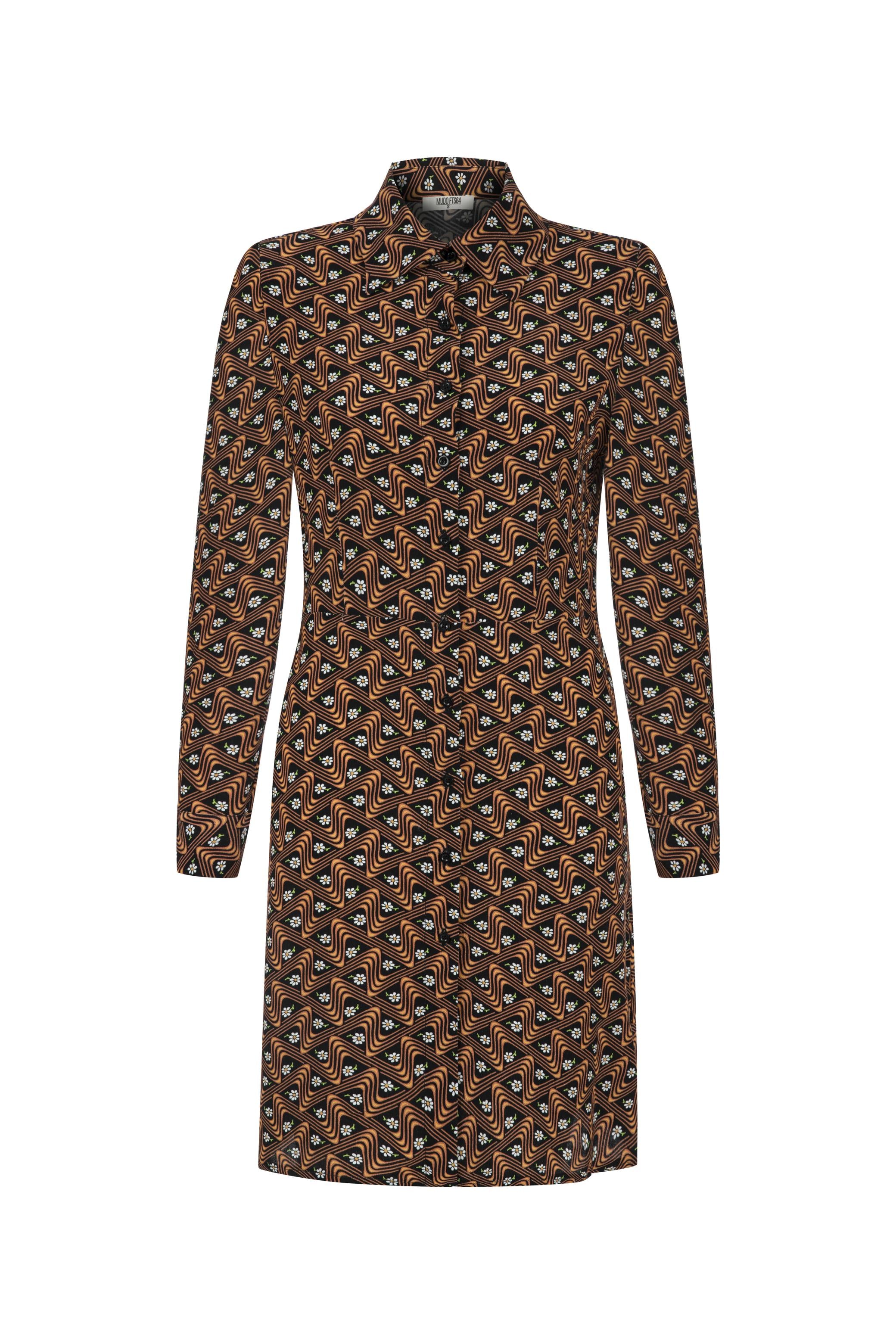 DESENLİ UZUN KOLLU MİNİ GÖMLEK ELBİSE