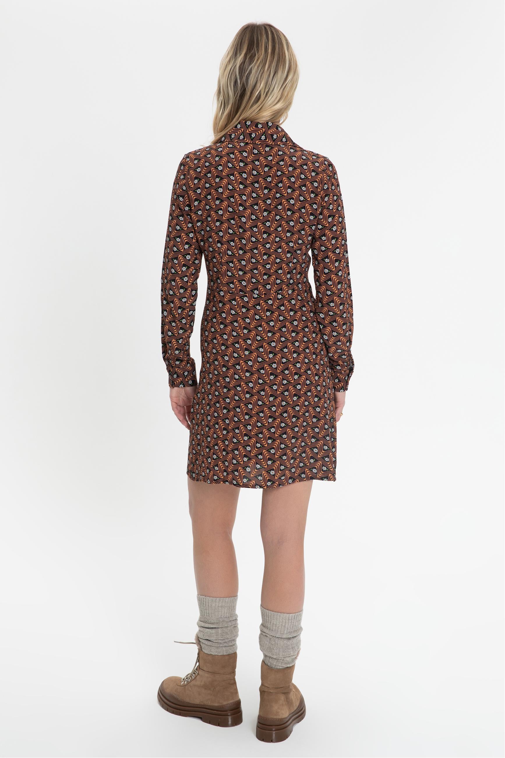 DESENLİ UZUN KOLLU MİNİ GÖMLEK ELBİSE