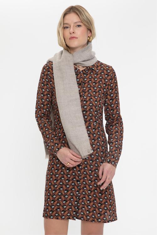 DESENLİ UZUN KOLLU MİNİ GÖMLEK ELBİSE