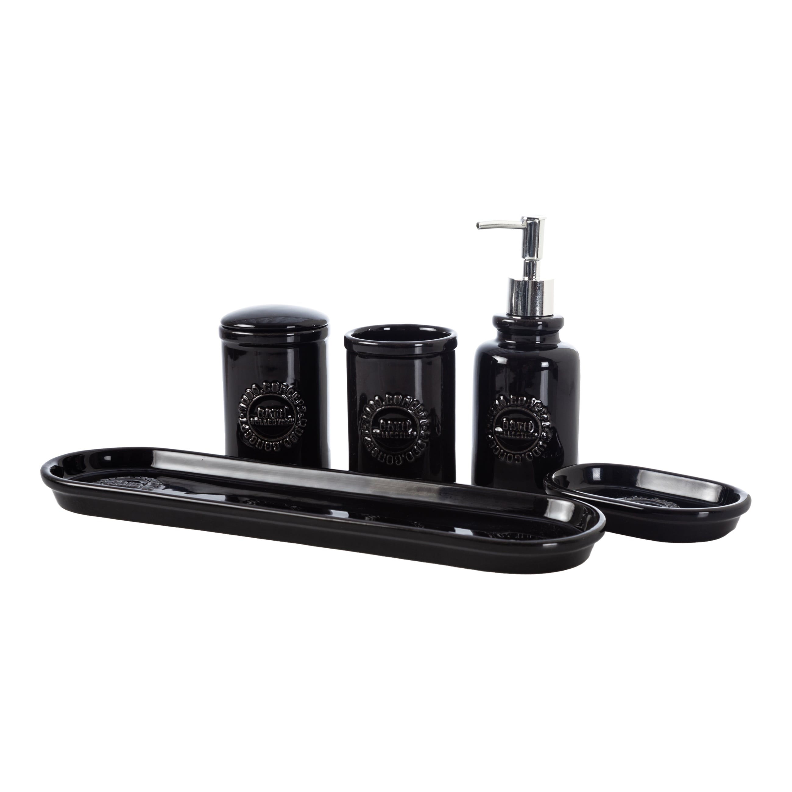 BARNES 5'Lİ KUTULU BANYO SETİ PARLAK SİYAH