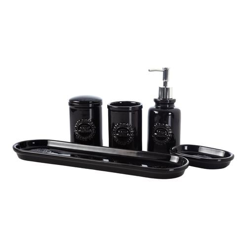BARNES 5'Lİ KUTULU BANYO SETİ PARLAK SİYAH