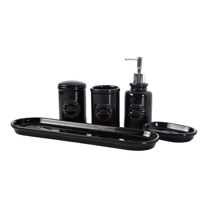 BARNES 5'Lİ KUTULU BANYO SETİ PARLAK SİYAH