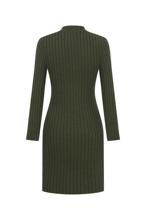  FİTİLLİ UZUN KOLLU DİK YAKA MİNİ ELBİSE