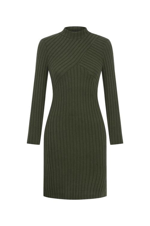  FİTİLLİ UZUN KOLLU DİK YAKA MİNİ ELBİSE