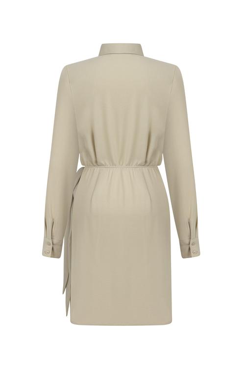  UZUN KOLLU KRUVAZE MİNİ GÖMLEK ELBİSE