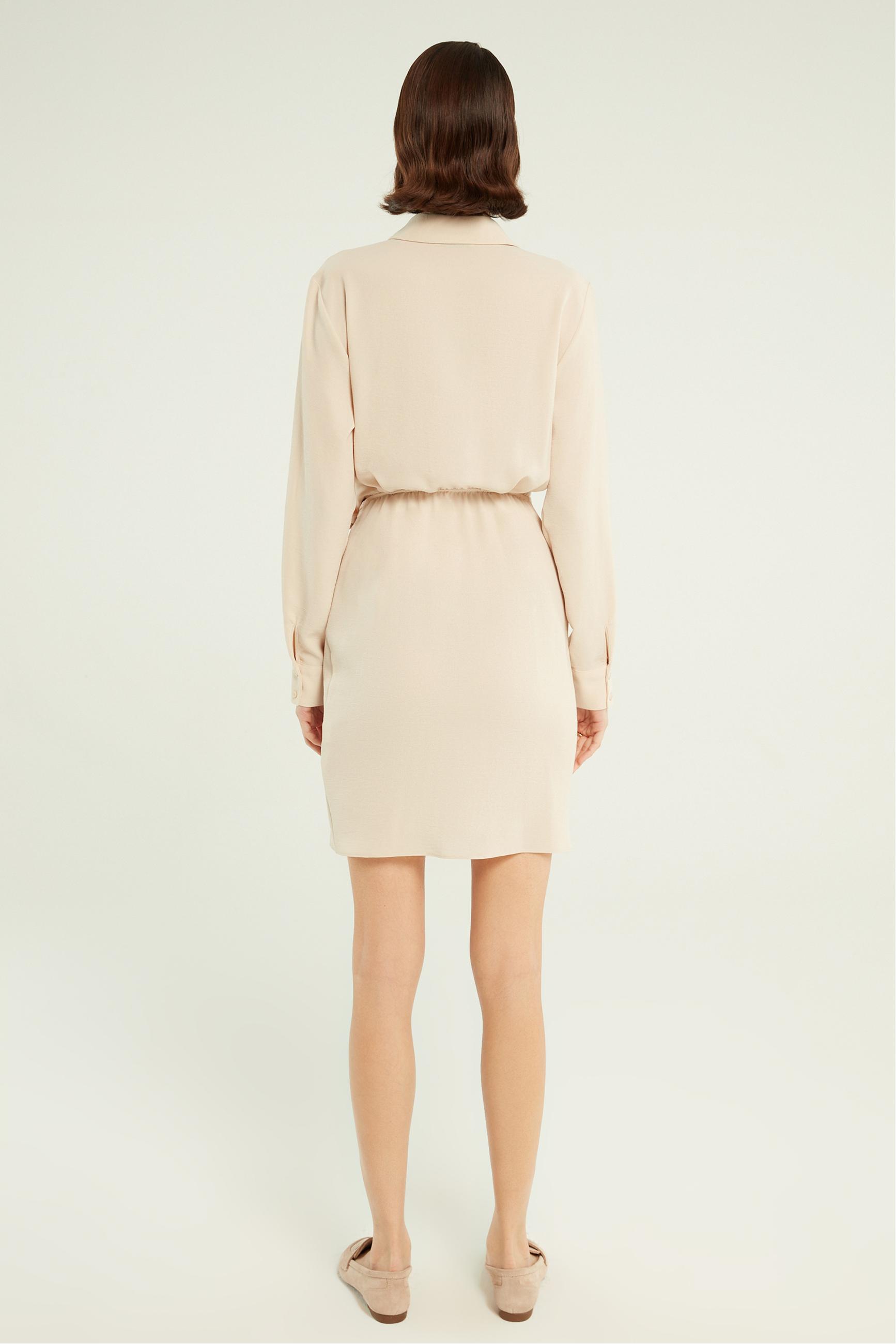 UZUN KOLLU KRUVAZE MİNİ GÖMLEK ELBİSE