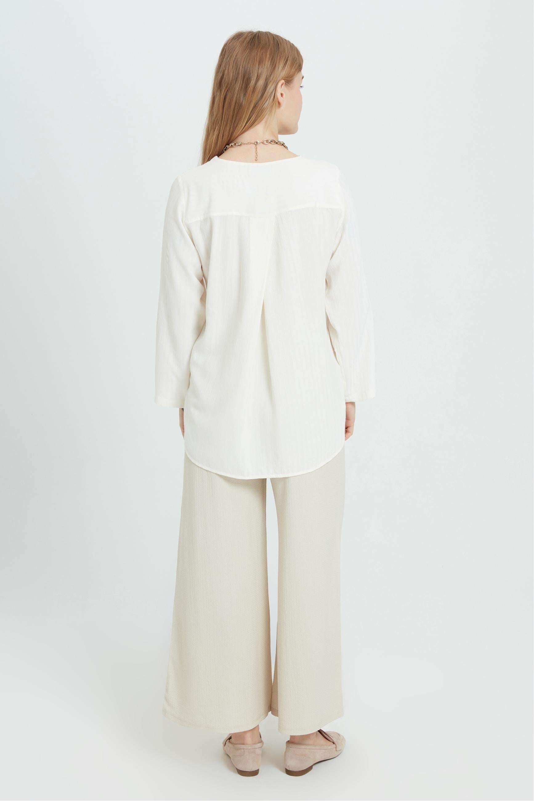 ÇİZGİLİ V YAKA BLUZ