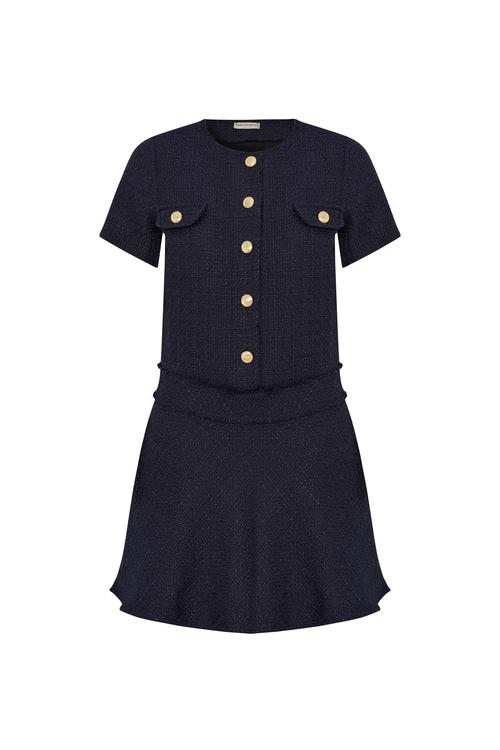  CEKET GÖRÜNÜMLÜ KISA KOLLU MİNİ ELBİSE