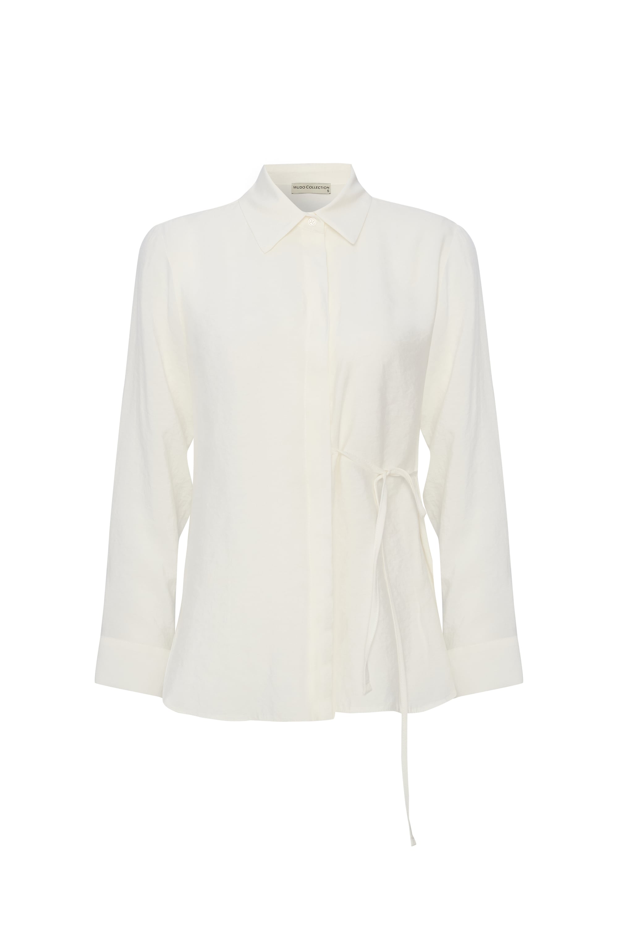 BAĞLAMA DETAYLI MODAL GÖMLEK