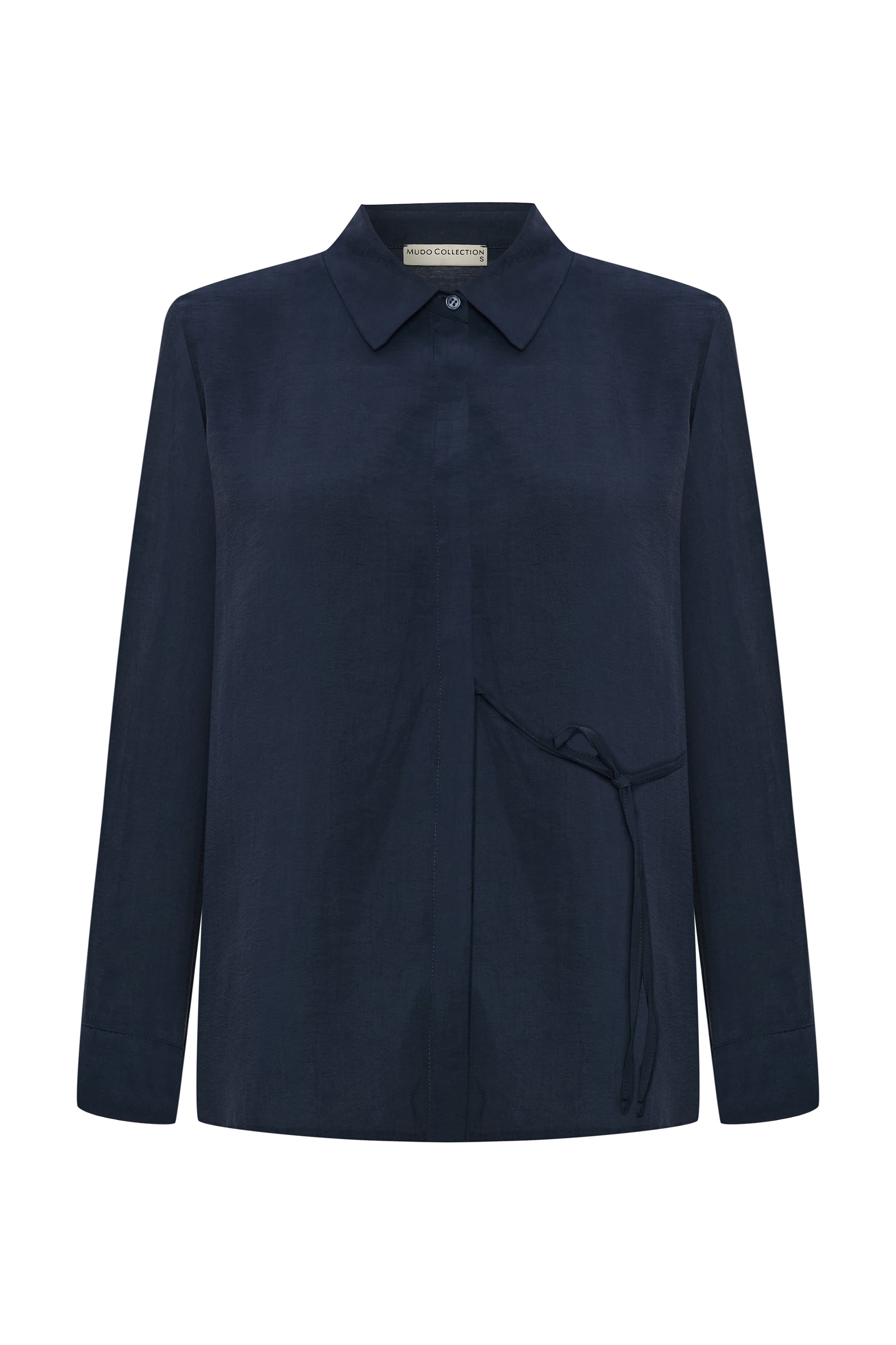 BAĞLAMA DETAYLI MODAL GÖMLEK