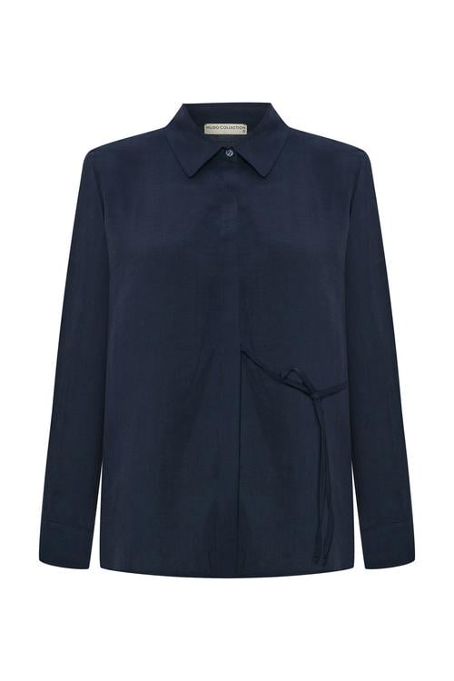  BAĞLAMA DETAYLI MODAL GÖMLEK