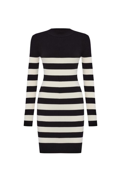 ÇİZGİLİ MİNİ TRİKO ELBİSE