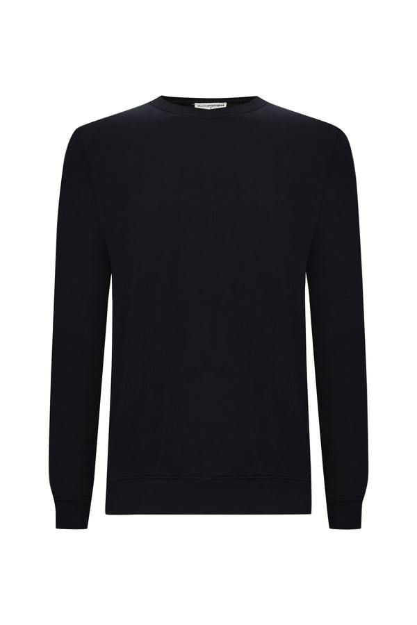 MODAL KARIŞIMLI BİSİKLET YAKA UZUN KOLLU T-SHIRT