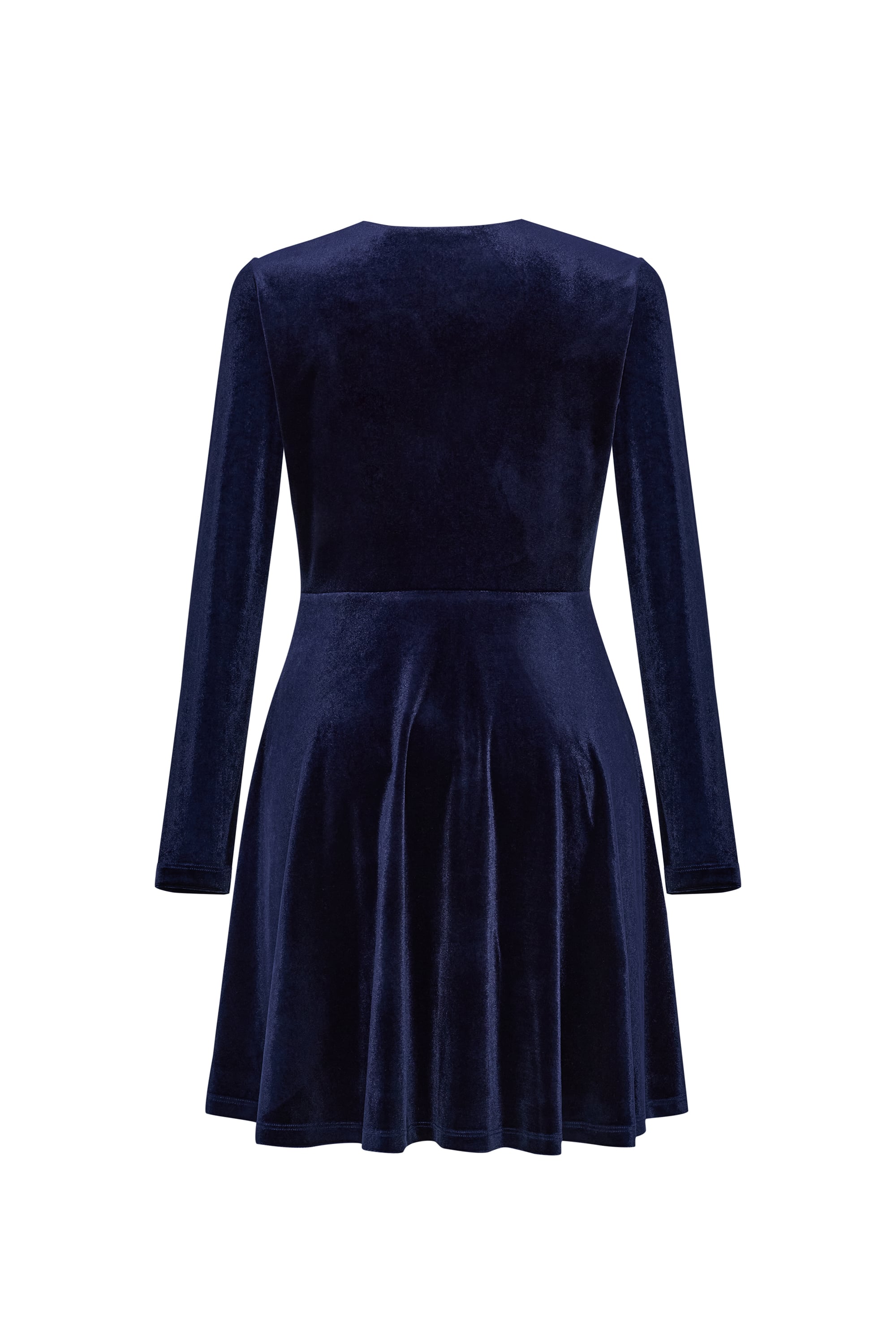 KADİFE V YAKA FIRFIRLI MİNİ ELBİSE