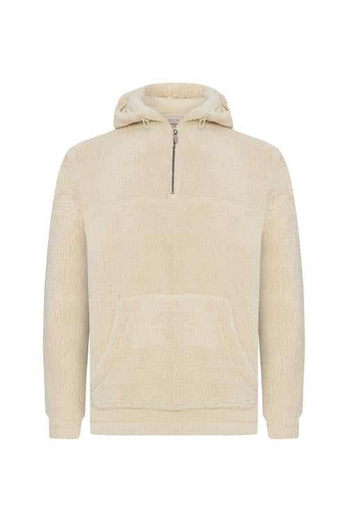 KAPÜŞONLU FERMUAR YAKA PELÜŞ SWEATSHIRT