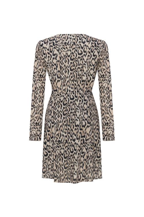  LEOPAR BASKILI ANVELOP MİNİ ELBİSE
