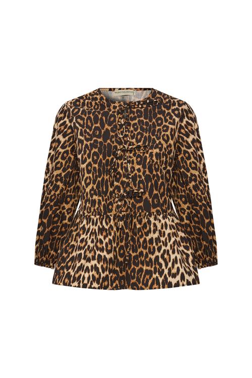 LEOPAR BASKILI BAĞLAMA DETAYLI BLUZ