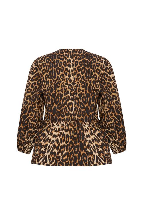  LEOPAR BASKILI BAĞLAMA DETAYLI BLUZ