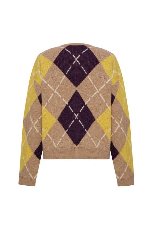  BAKLAVA DESENLİ JAKARLI LOOSE FIT HIRKA