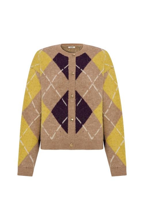  BAKLAVA DESENLİ JAKARLI LOOSE FIT HIRKA