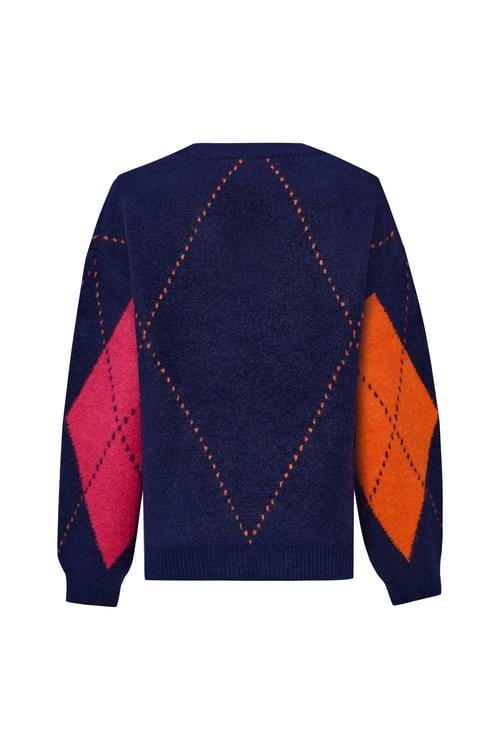  BAKLAVA DESENLİ JAKARLI V YAKA KAZAK