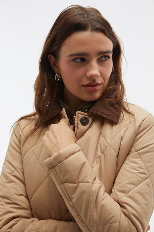  KAPİTONELİ KADİFE YAKA MONT CEKET