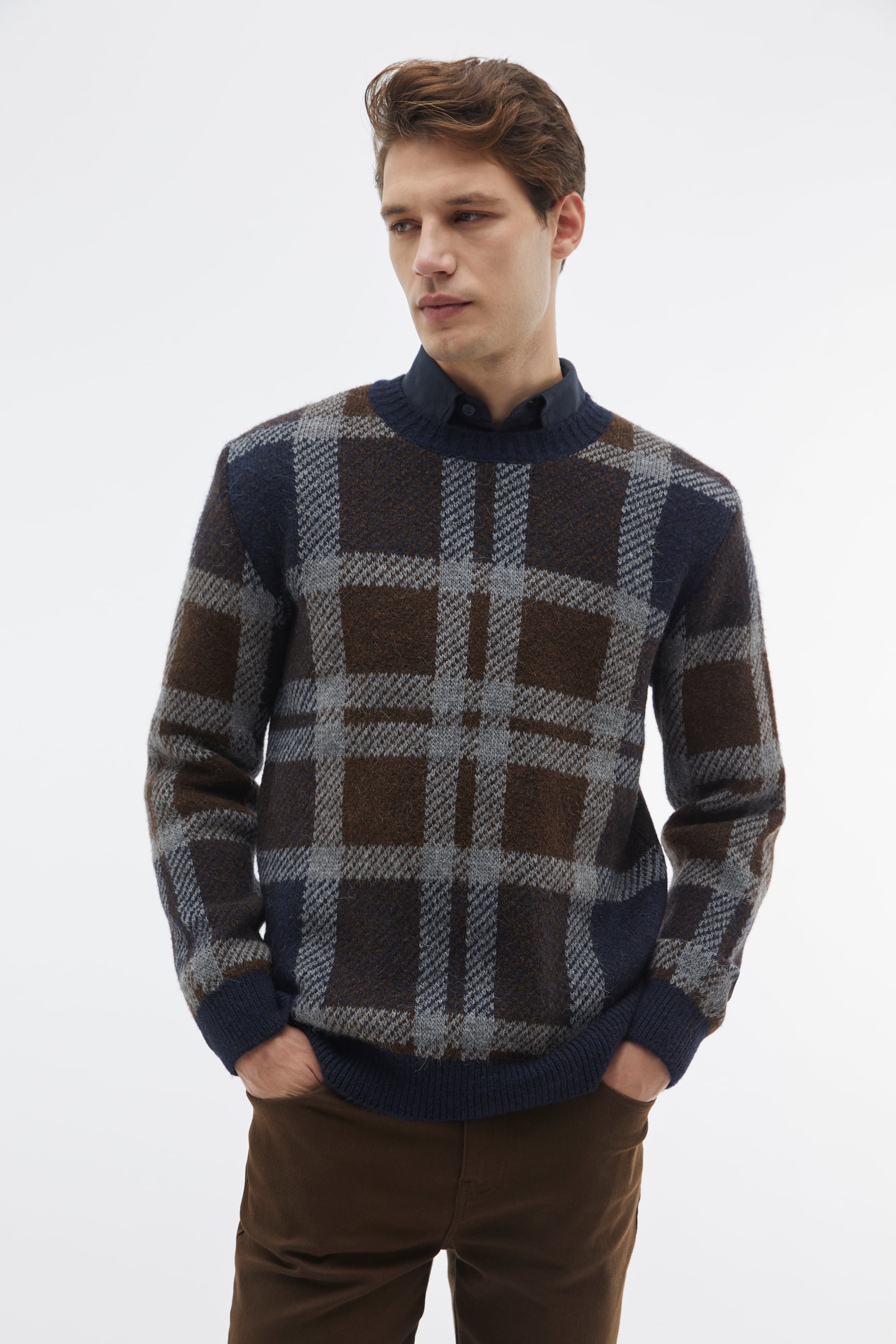 KARELİ BİSİKLET YAKA TRİKO KAZAK