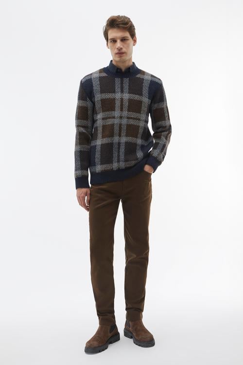  KARELİ BİSİKLET YAKA TRİKO KAZAK