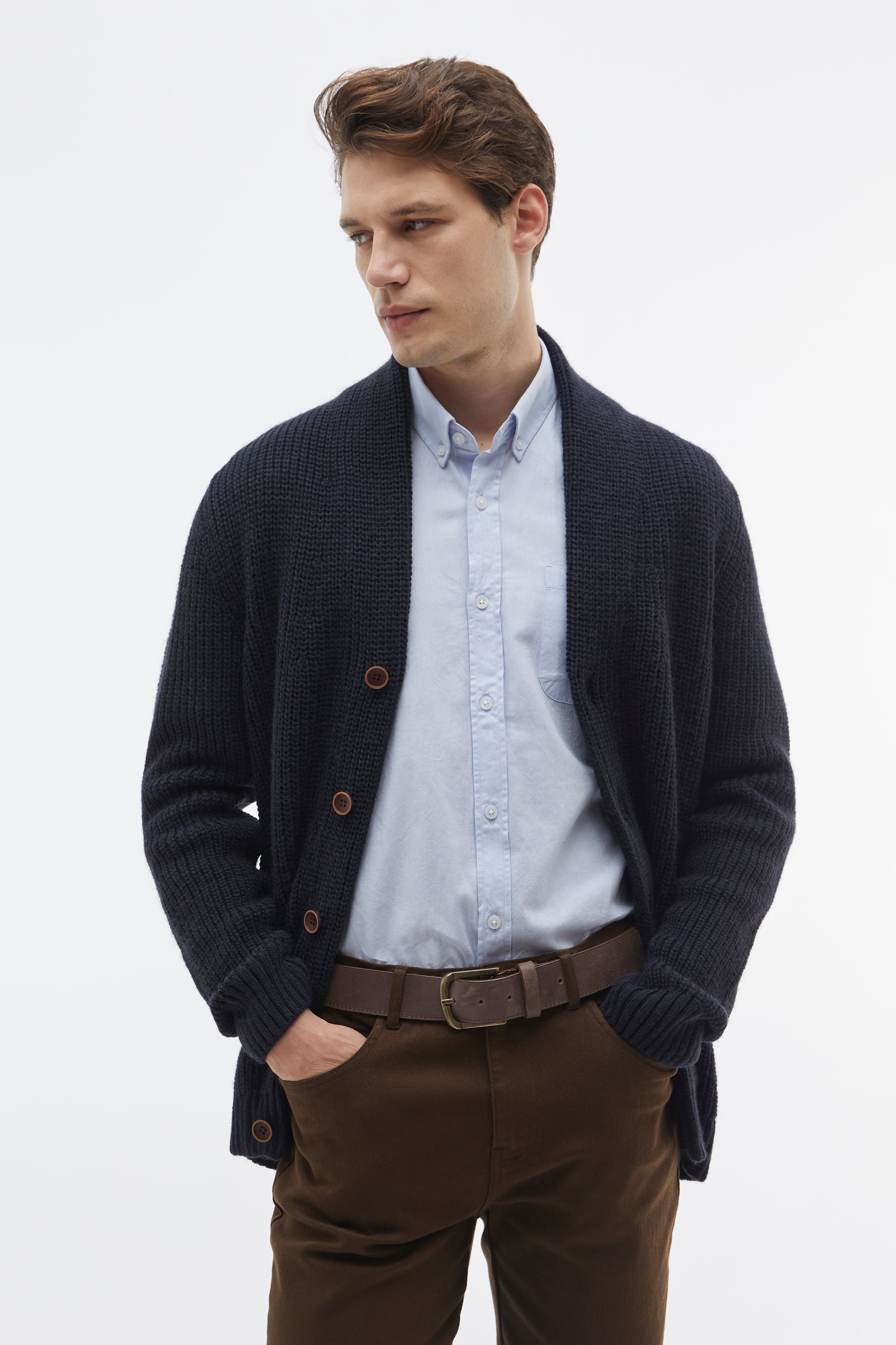 ÖRGÜLÜ YÜN KARIŞIMLI HIRKA