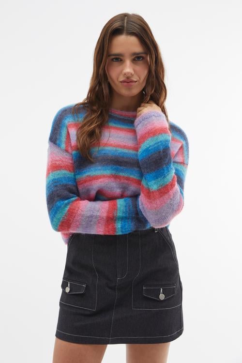  ÇİZGİLİ CROP KAZAK