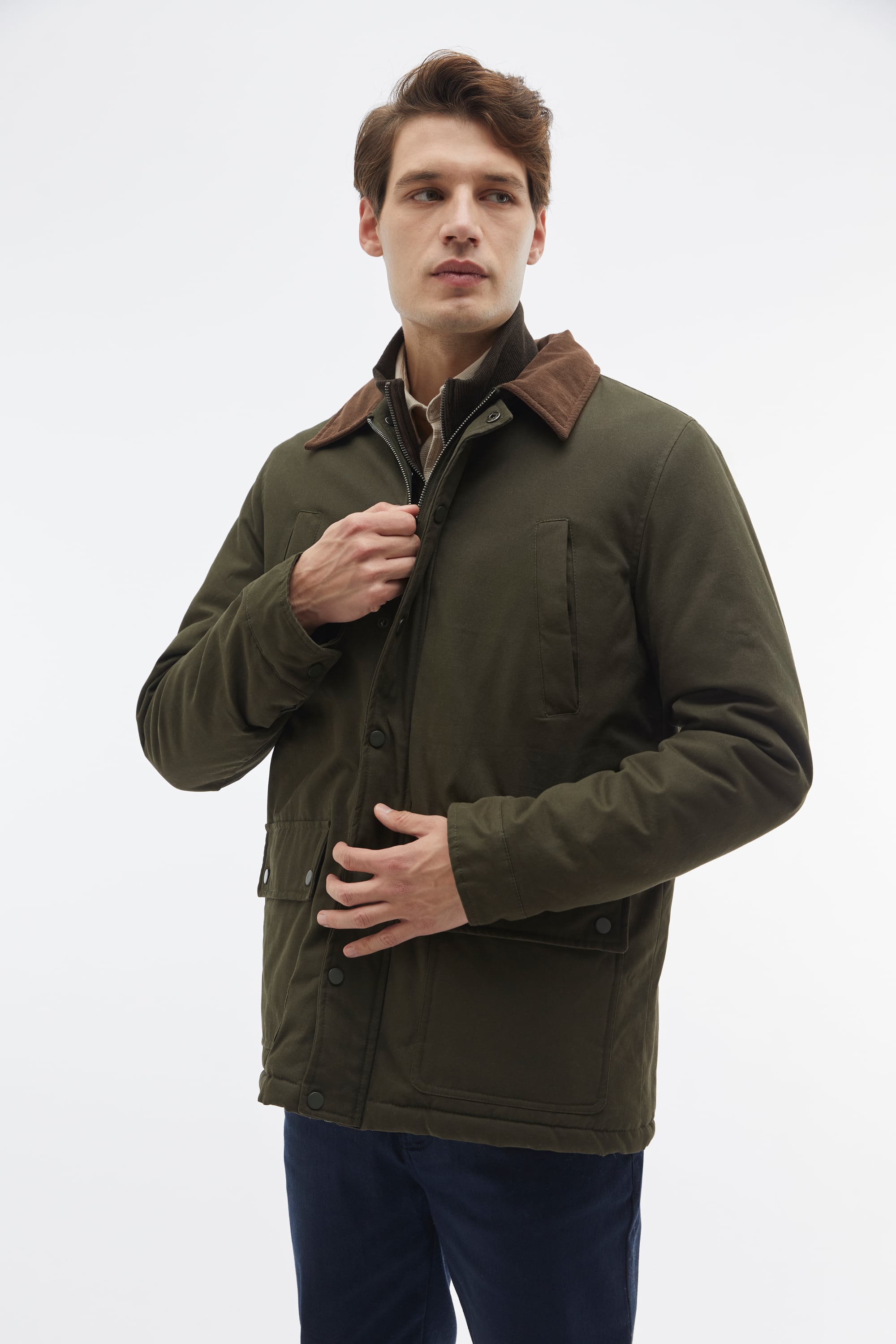 KADİFE YAKA ÇOK CEPLİ MONT CEKET