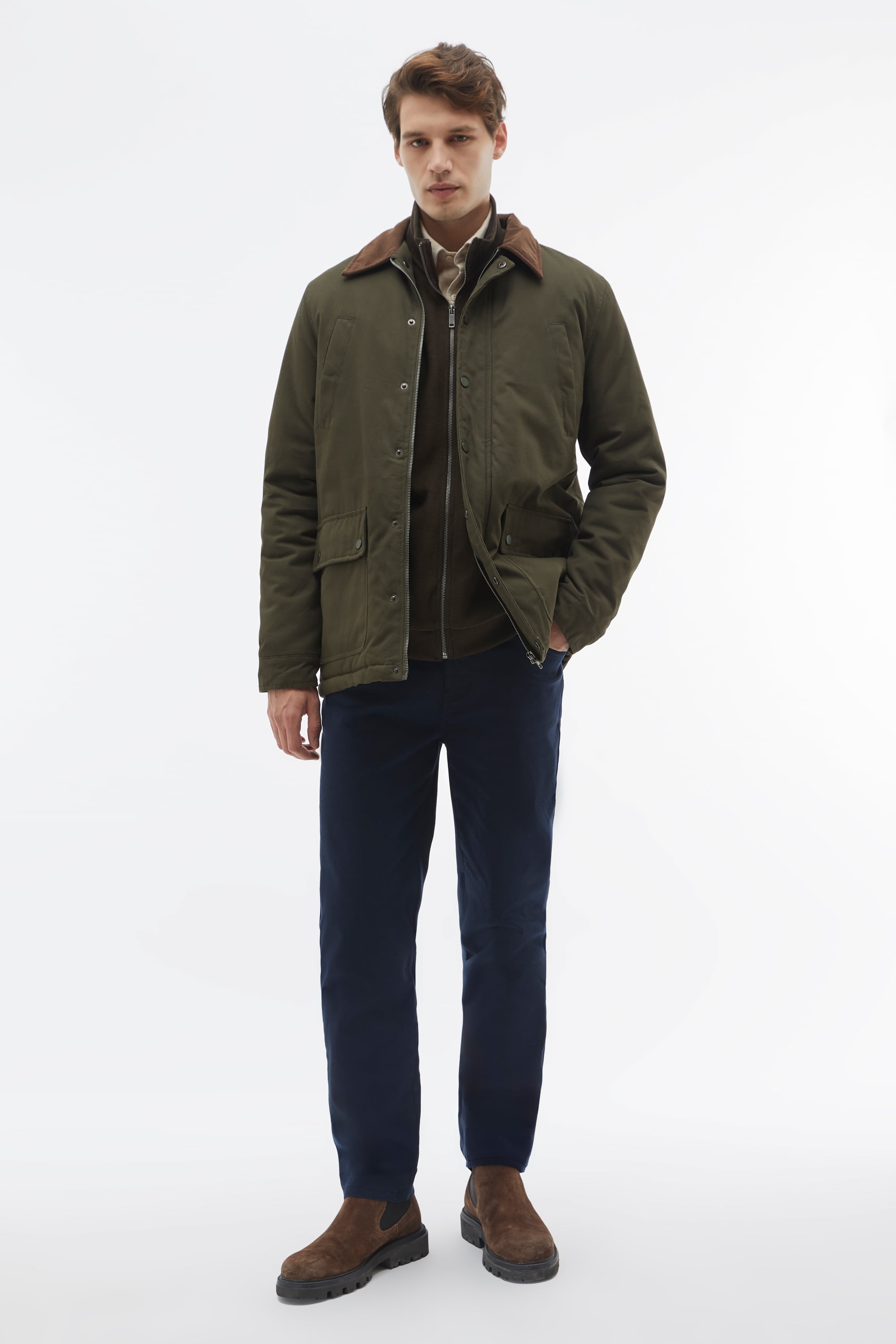 KADİFE YAKA ÇOK CEPLİ MONT CEKET