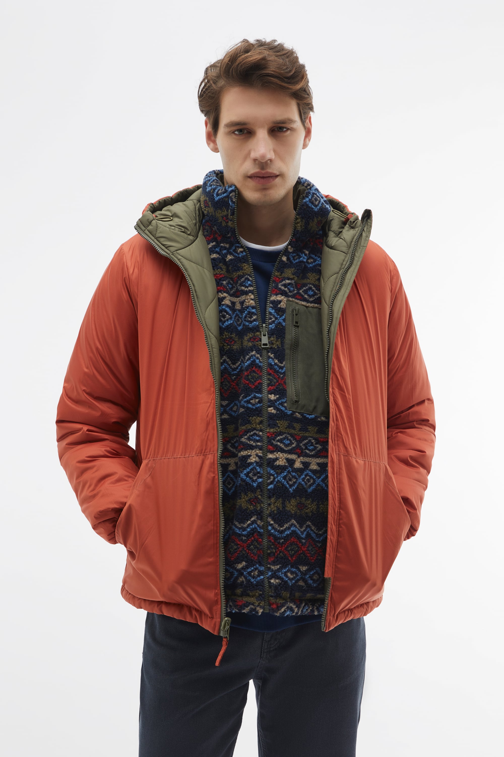 KAPİTONELİ ÇİFT TARAFLI KAPÜŞONLU MONT