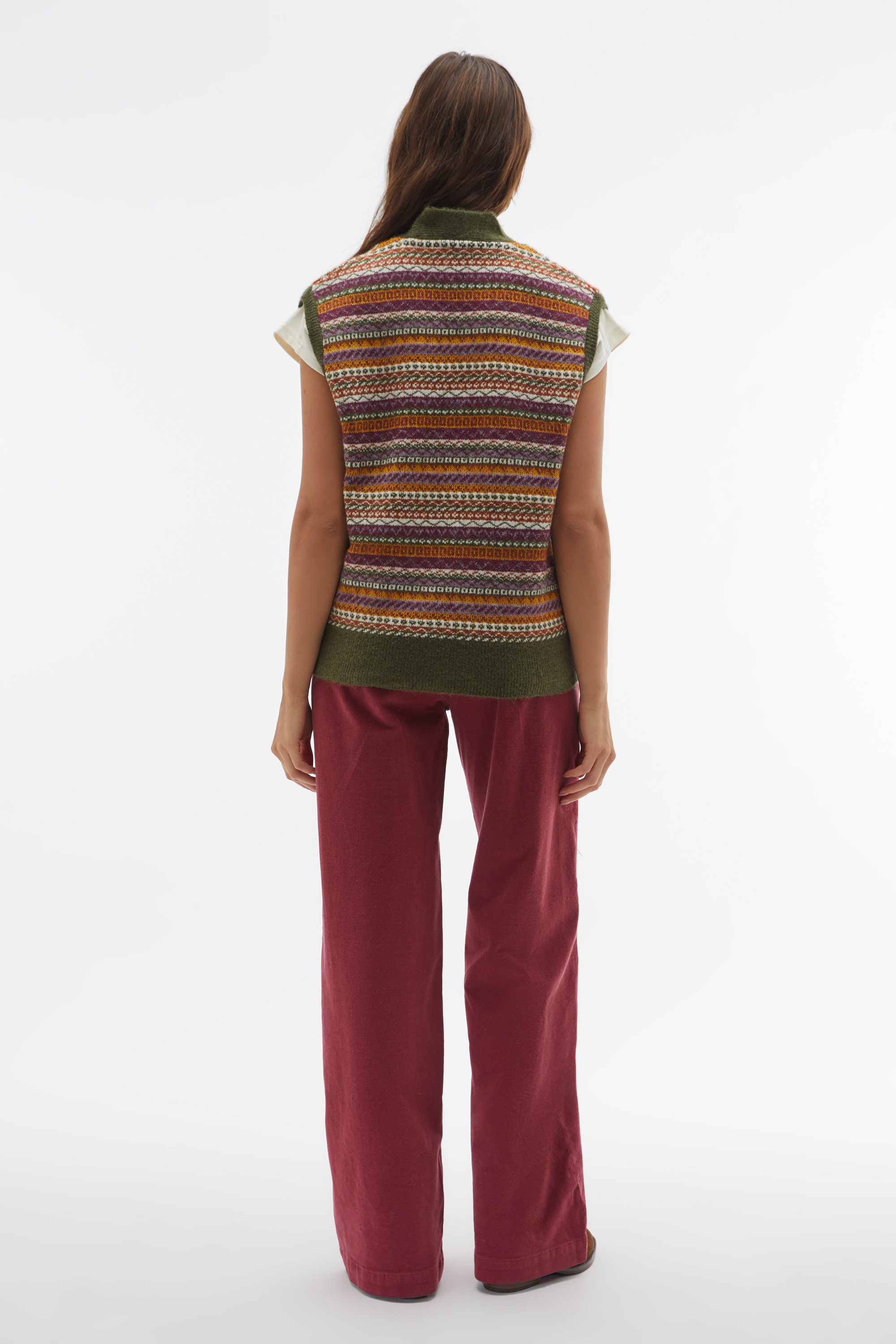 JAKARLI ETNİK DESENLİ V YAKA YELEK