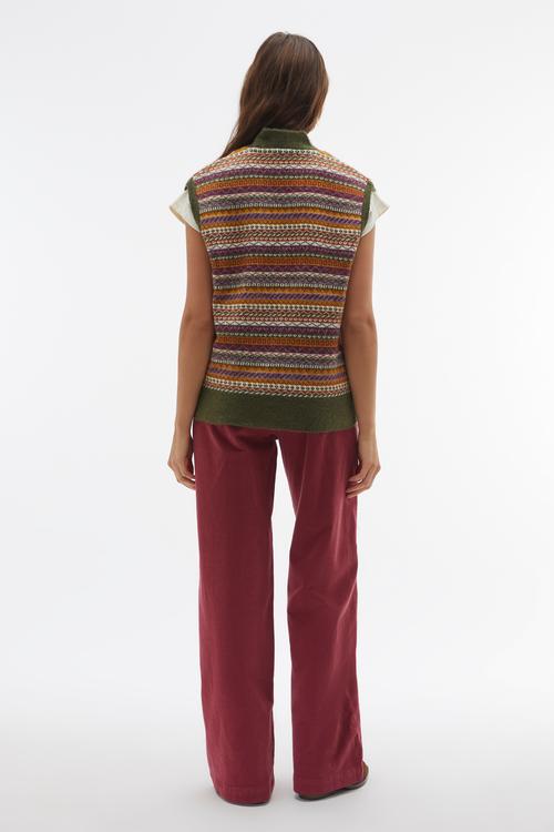  JAKARLI ETNİK DESENLİ V YAKA YELEK