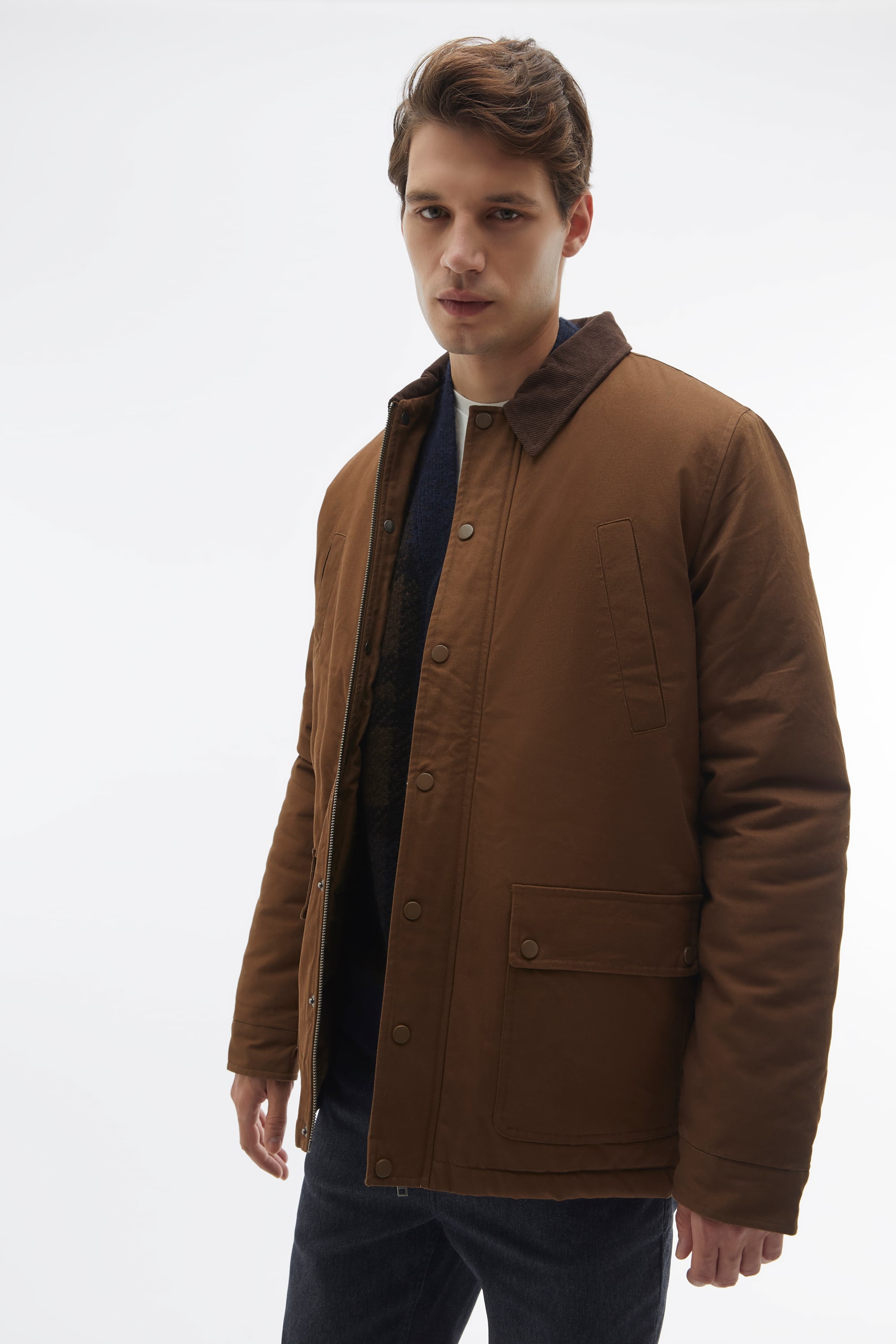 KADİFE YAKA ÇOK CEPLİ MONT CEKET