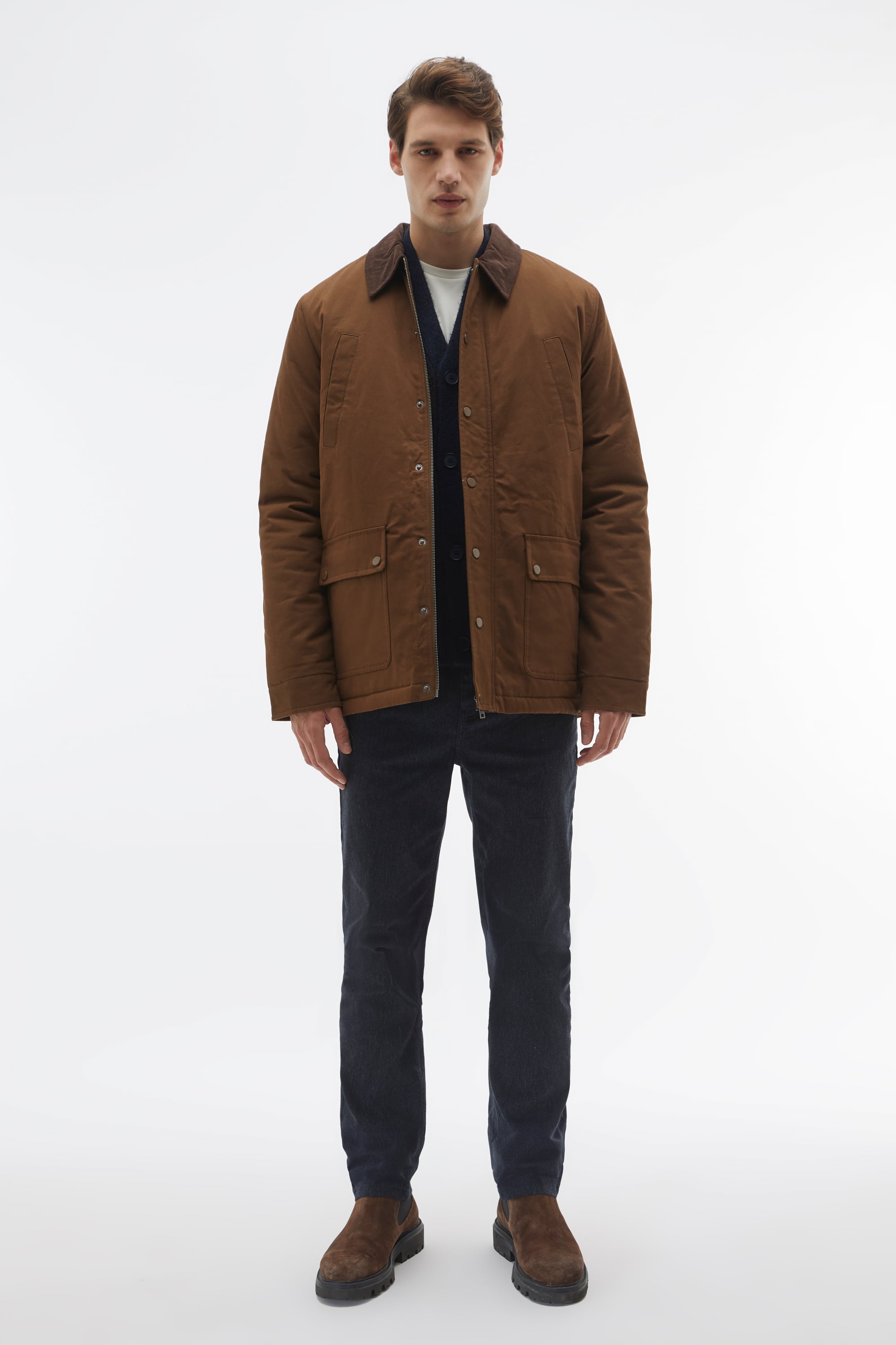 KADİFE YAKA ÇOK CEPLİ MONT CEKET