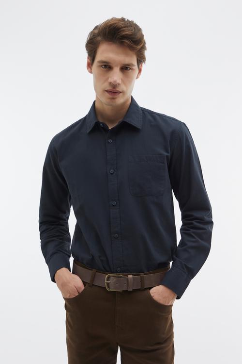 REGULAR FIT TEK CEPLİ UZUN KOLLU GÖMLEK