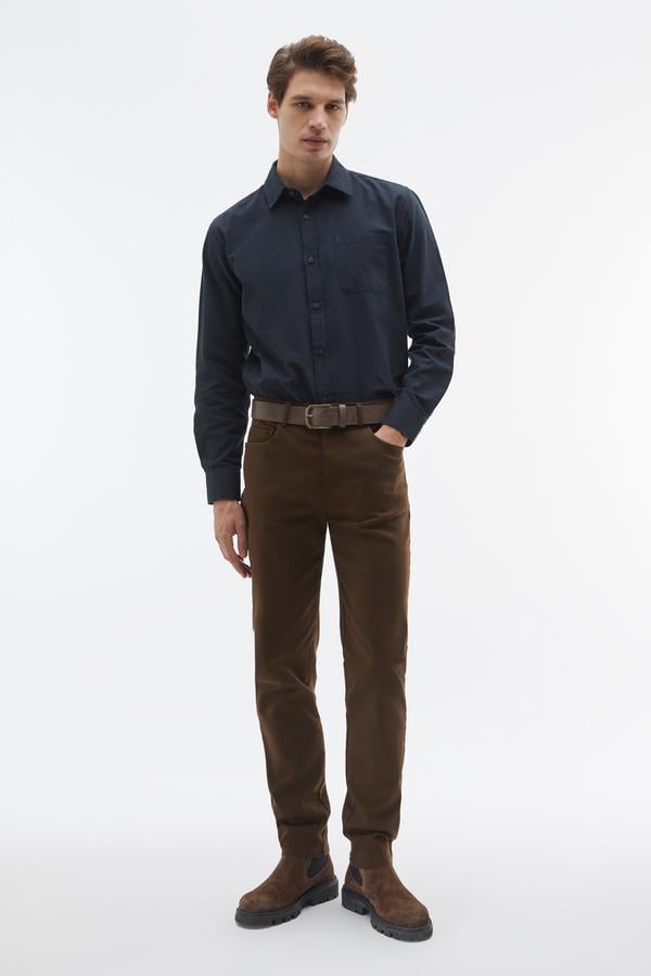 REGULAR FIT TEK CEPLİ UZUN KOLLU GÖMLEK