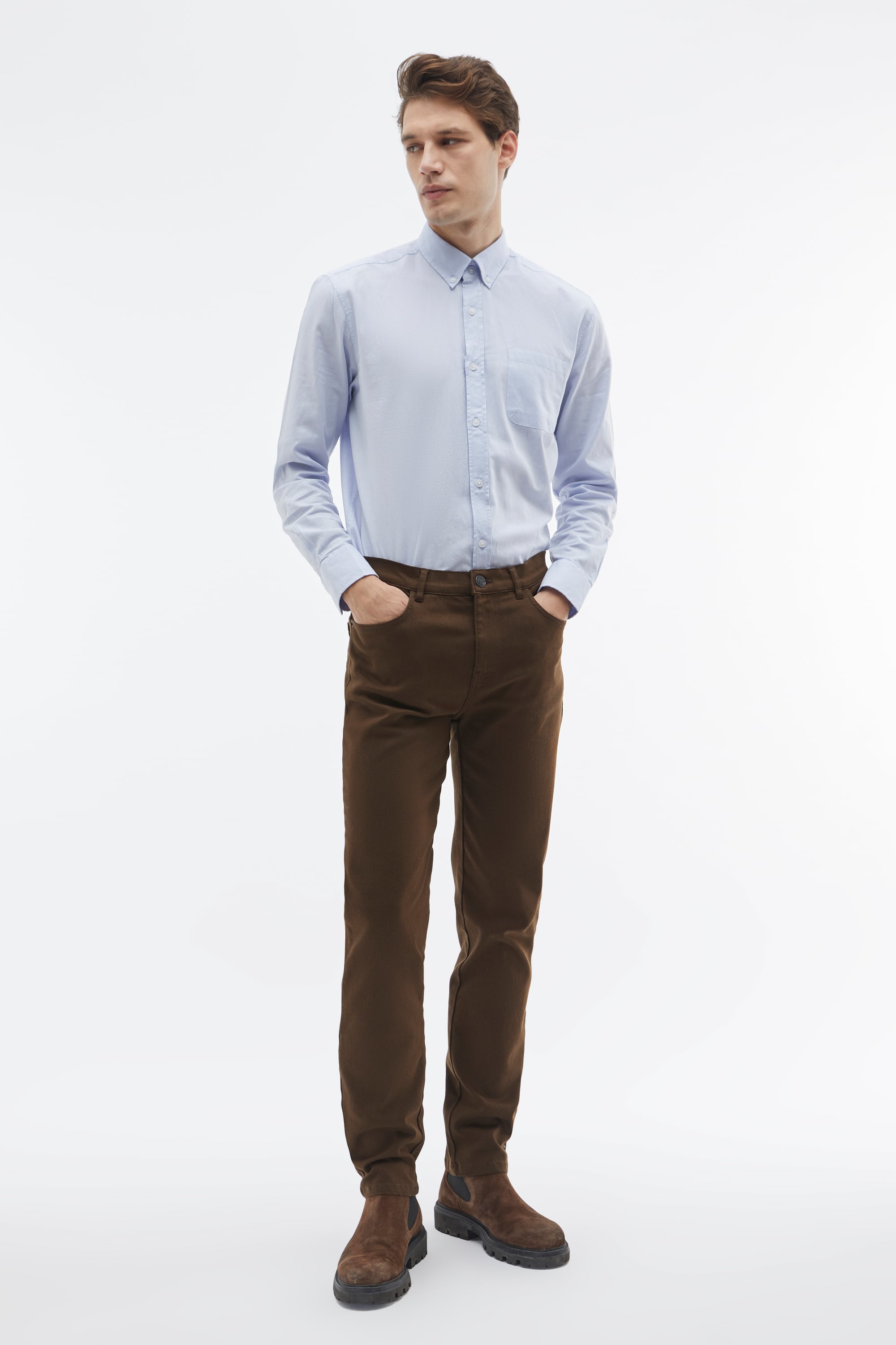 SLIM FIT TEK CEPLİ UZUN KOLLU GÖMLEK