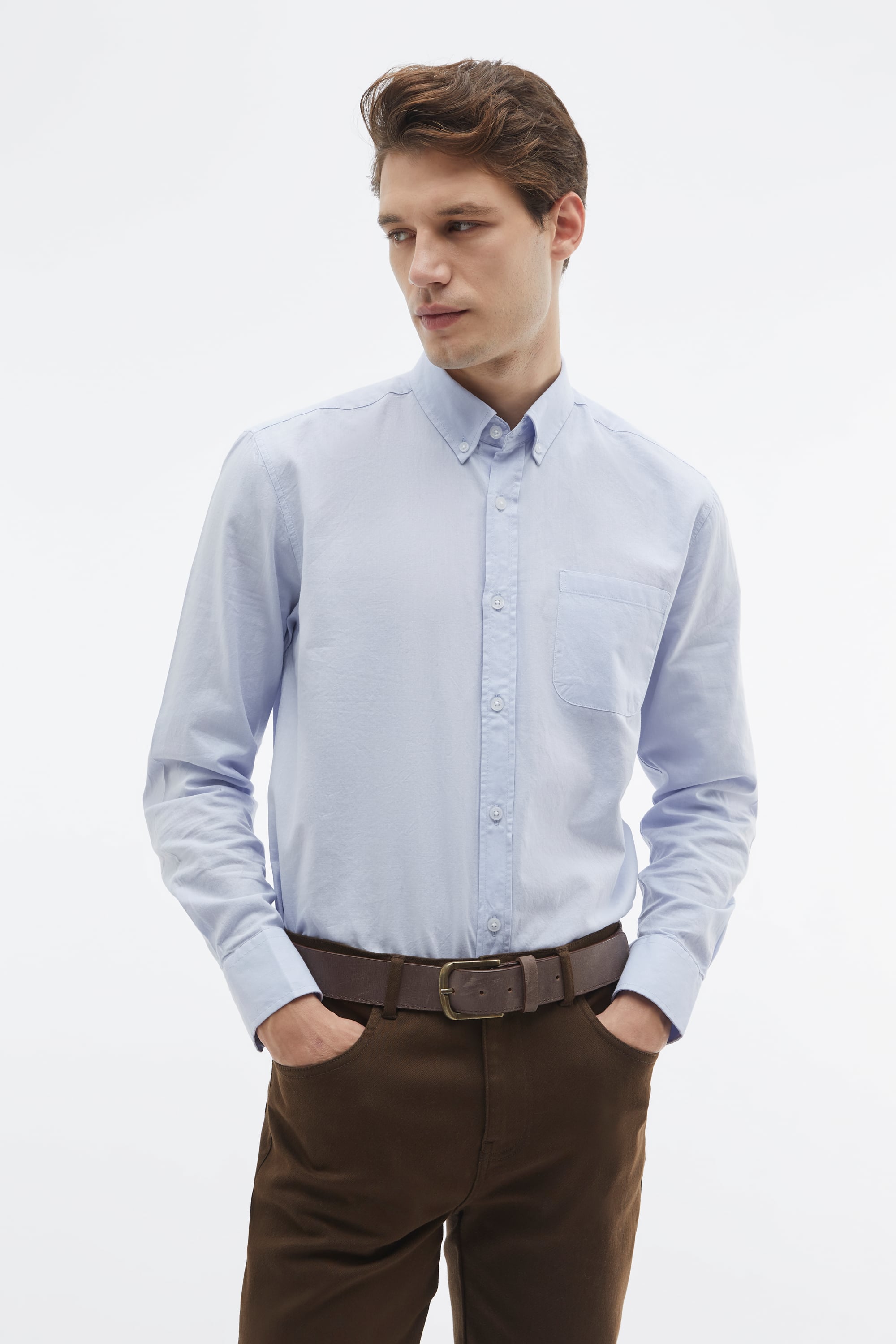 SLIM FIT TEK CEPLİ UZUN KOLLU GÖMLEK