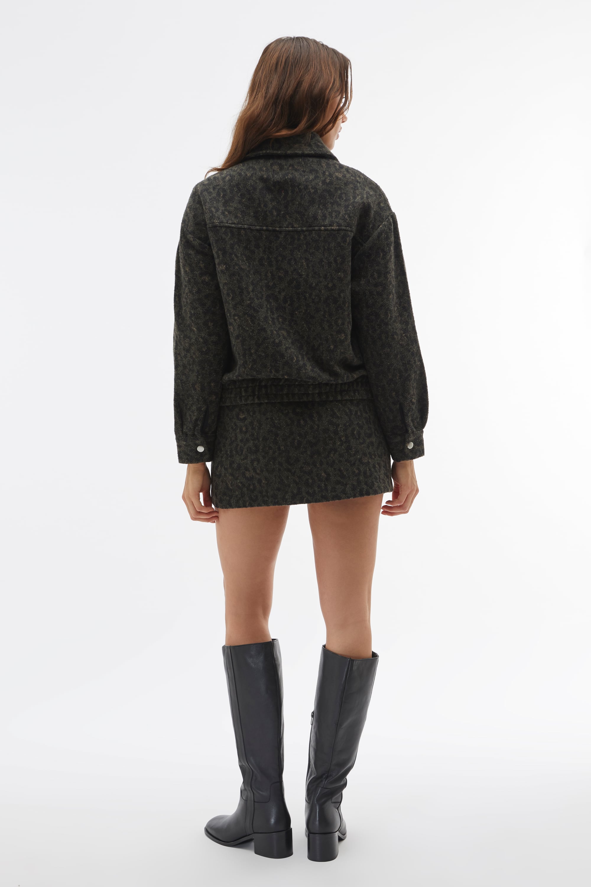 LEOPAR DESENLİ JAKARLI BOMBER CEKET