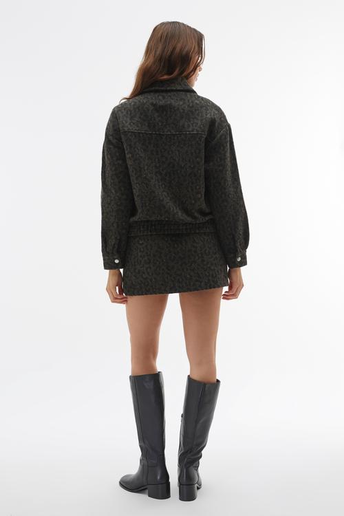  LEOPAR DESENLİ JAKARLI BOMBER CEKET