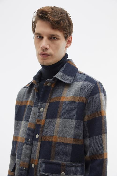 YÜN KARIŞIMLI EKOSELİ CASUAL CEKET