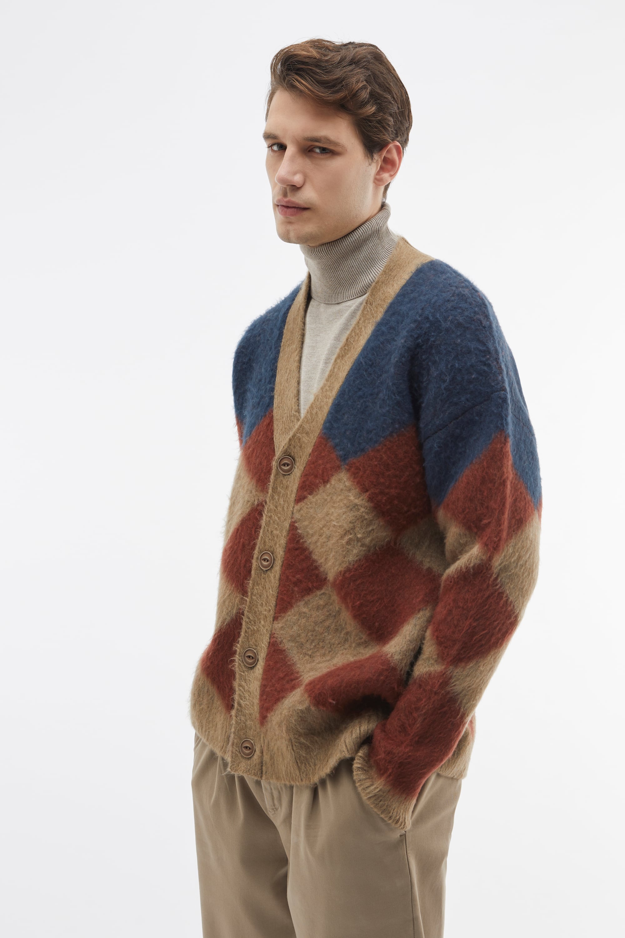 V YAKA OVERSIZE RENK BLOKLU HIRKA