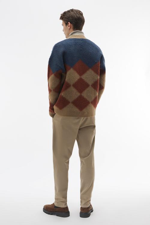  V YAKA OVERSIZE RENK BLOKLU HIRKA