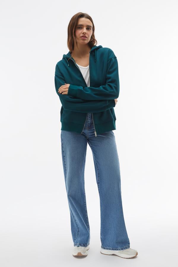 KAPÜŞONLU OVERSIZE FERMUARLI SWEATSHIRT