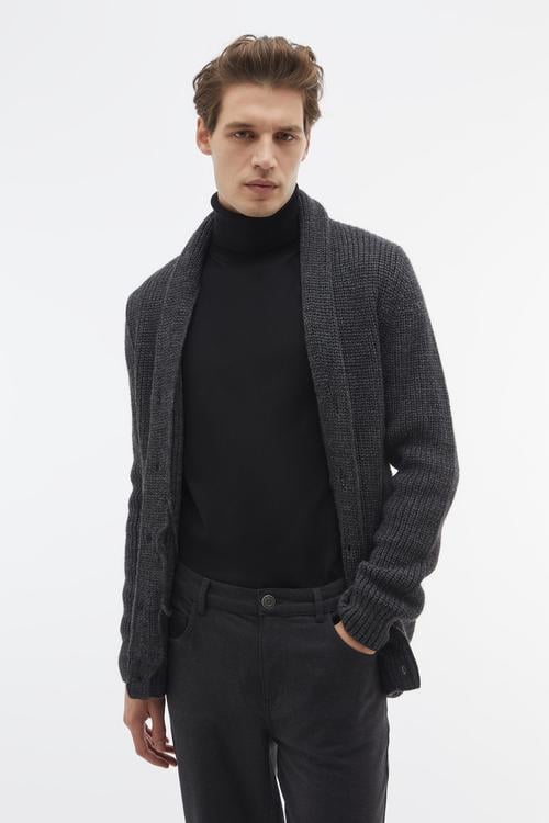 ÖRGÜLÜ YÜN KARIŞIMLI HIRKA