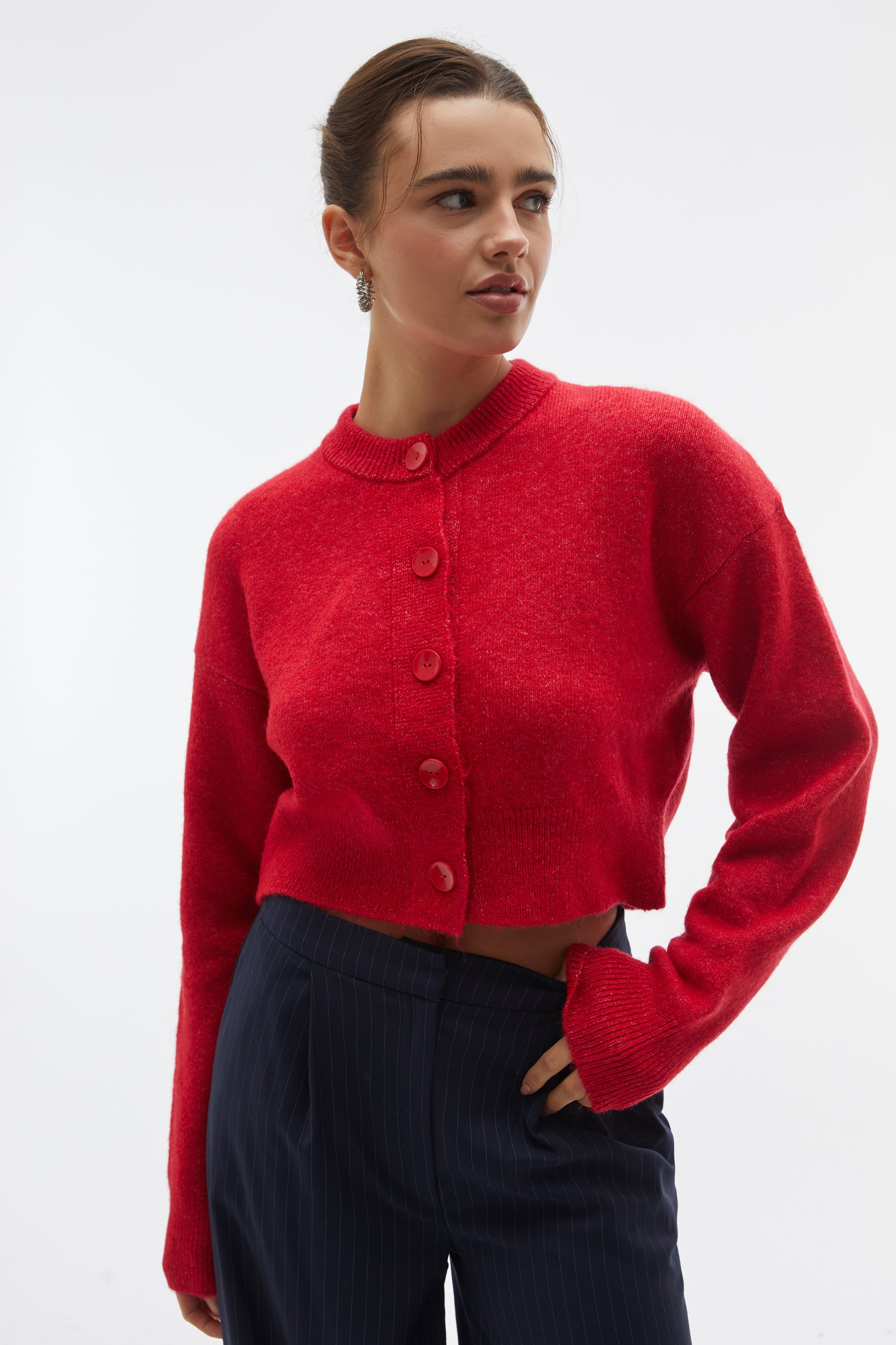 BİSİKLET YAKA CROP HIRKA