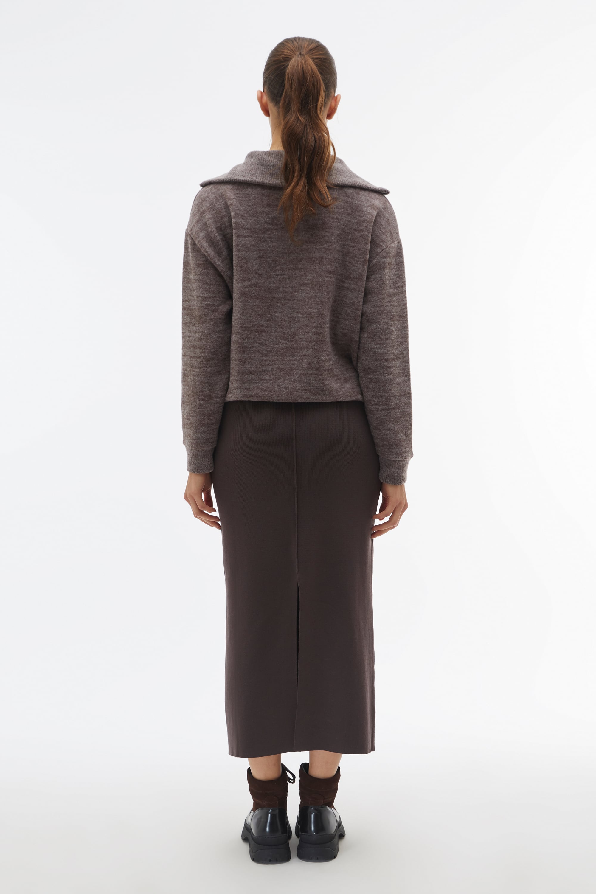 YIRTMAÇLI TRİKO MİDİ ETEK